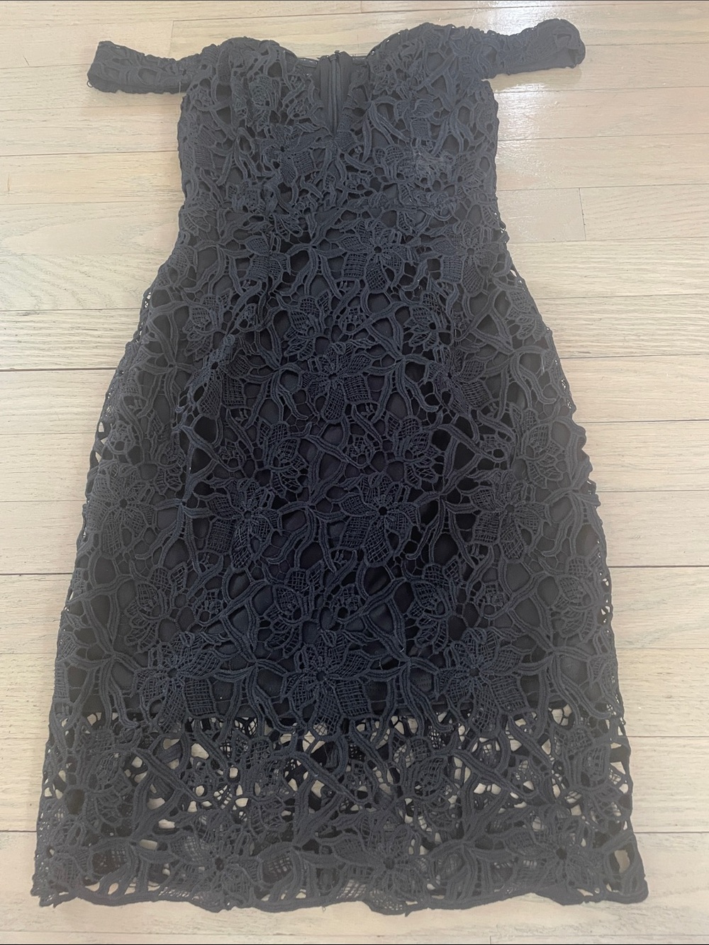 Astr Strapless Black Floral Lace Cocktail Dress